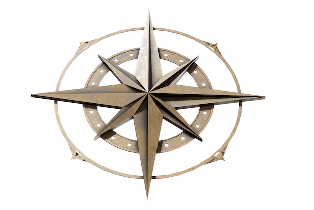 Navigation Compass 3D render on white