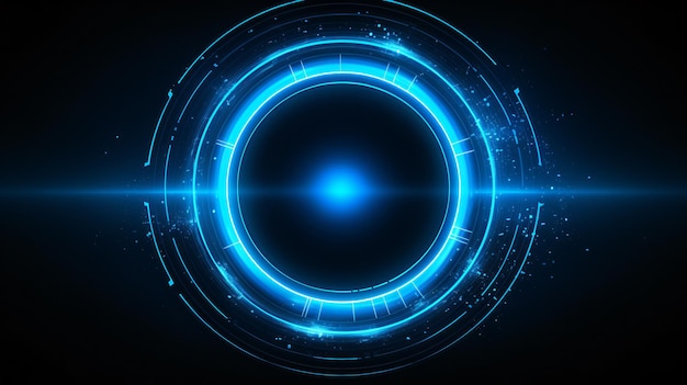 Neon blue color geometric circle