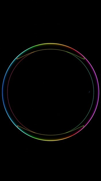 neon circular reflections on black background