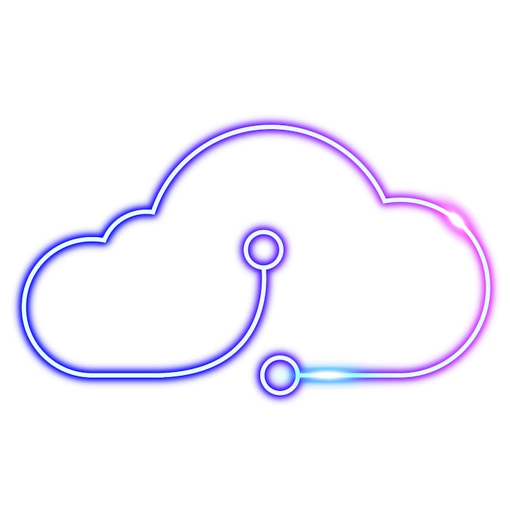 Fotoğraf neon cloud storage png icon sticker transparent background