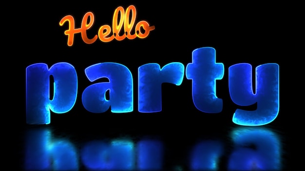 Neon light effect looping party text black background
