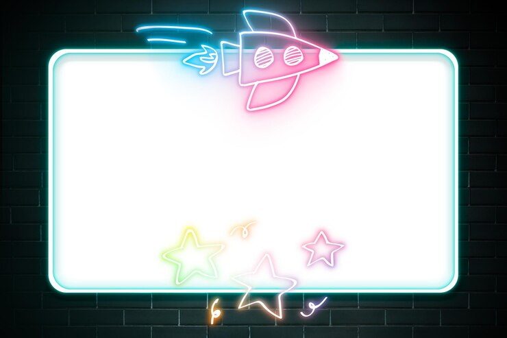 Fotoğraf neon png frame rainbow spaceship star doodle