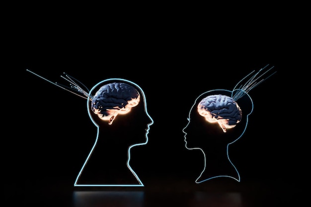 nervous system. human brain research. nerve endings, neural connections. illuminated
