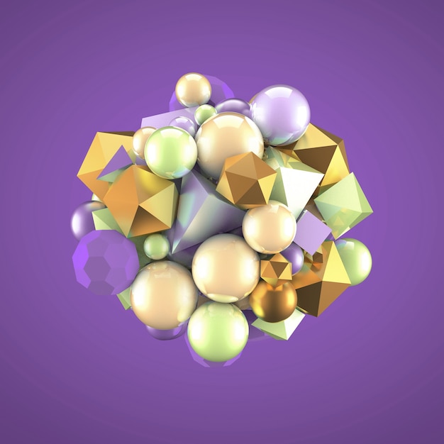 Öğeler içeren soyut arka plan. 3D illüstrasyon, 3D render.