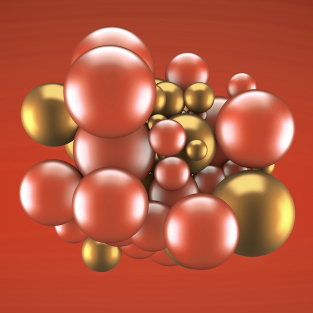 Öğeler içeren soyut arka plan. 3D illüstrasyon, 3D render.