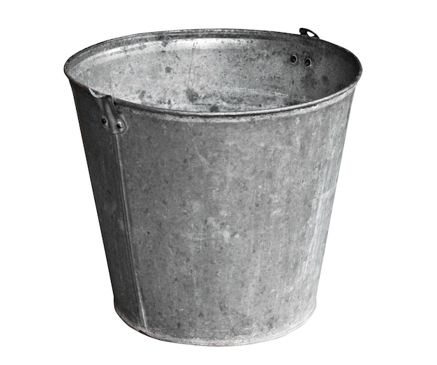 Old metal bucket isolated on white