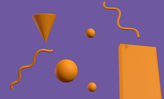 orange abstract 3d art background design with geometric 3d style