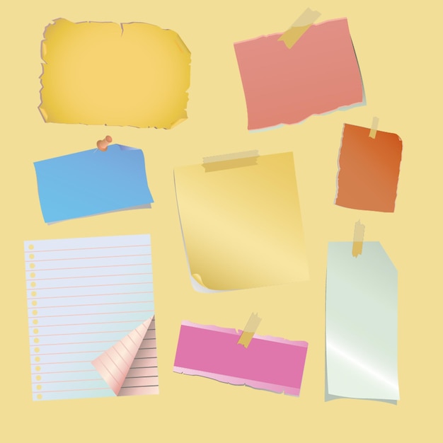 papers with yellow background