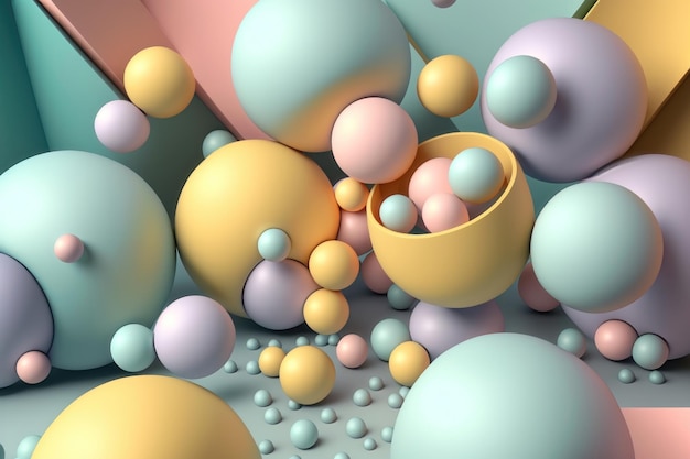 Pastel renklerde soyut bir küre geometrisi illüstrasyonu AI üretimi