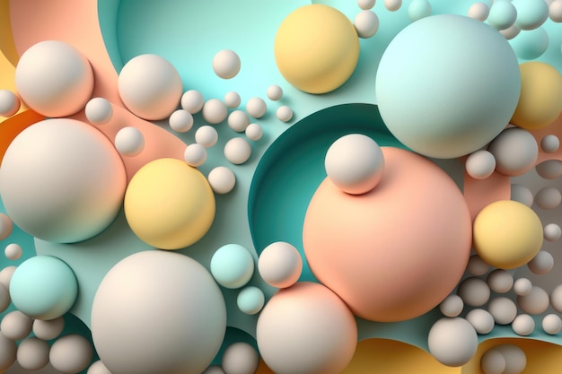 Pastel renklerde soyut bir küre geometrisi illüstrasyonu AI üretimi