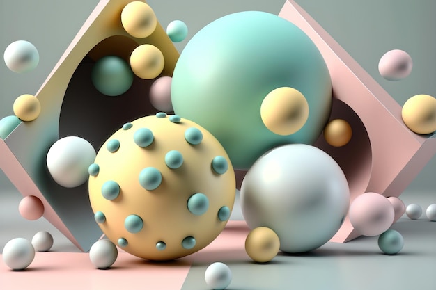 Pastel renklerde soyut bir küre geometrisi illüstrasyonu AI üretimi