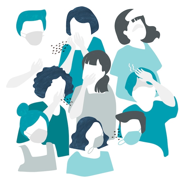 People wearing masks to prevent coronavirus characters element transparent png