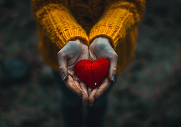 Person holding heart shaped object