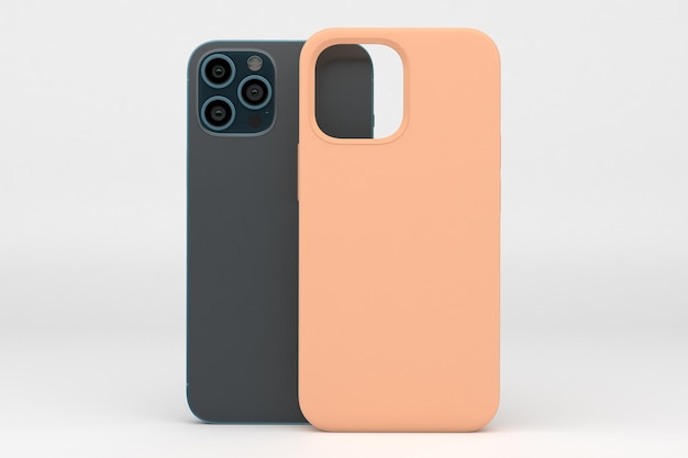 Phone and Case Back Side in White Background