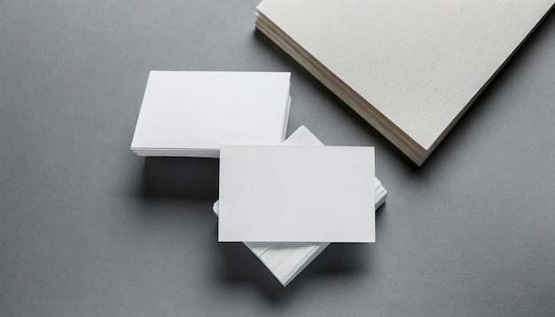 Photo of white business cards Template for branding identity For graphic designers presentation