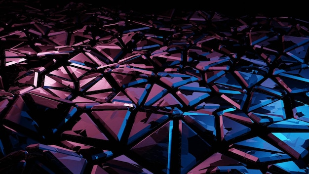 pink and blue reflection of stained triangular glass 3d rendering