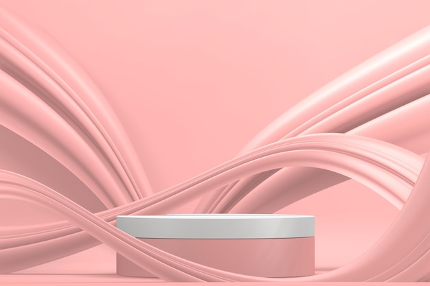 Pink podium minimalist mockup for podium display 3D rendering