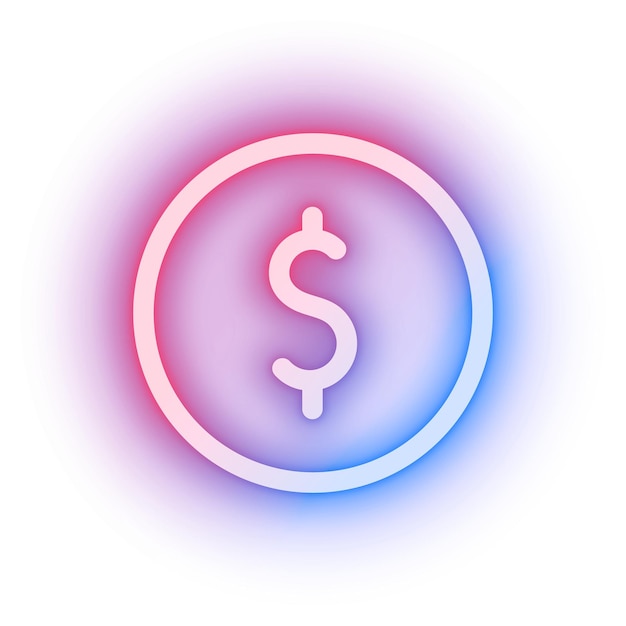 Png currency social media icon in pink neon style