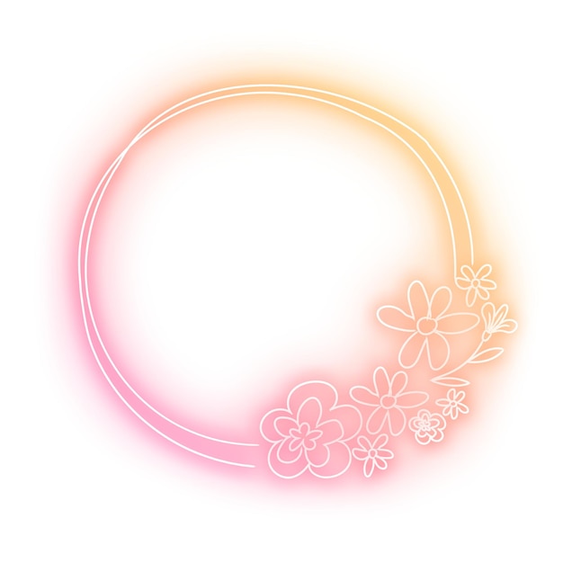 Png floral frame neon gradient clipart