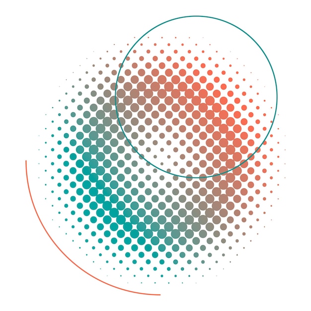 Png halftone abstract circle green orange element transparent background