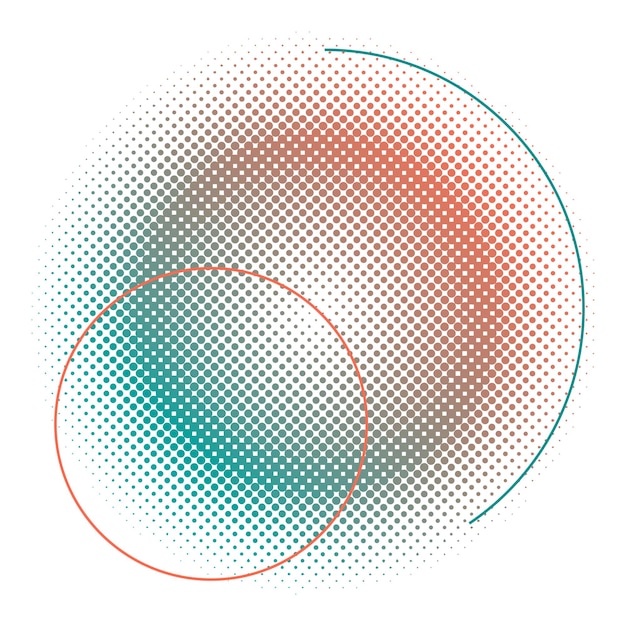 Png halftone abstract circle green orange element transparent background