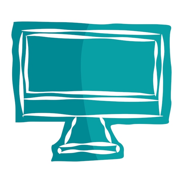 Png teal computer hand drawn sticker transparent background