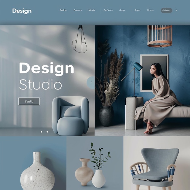 Portföy için "Design Studio" kelimesini içeren, gelişmiş bir açılış sayfası