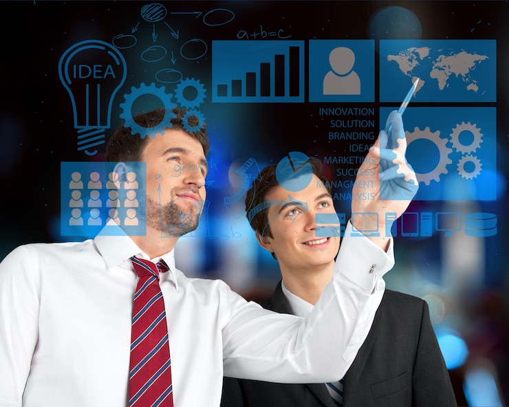 Fotoğraf portrait of two businessmen working together