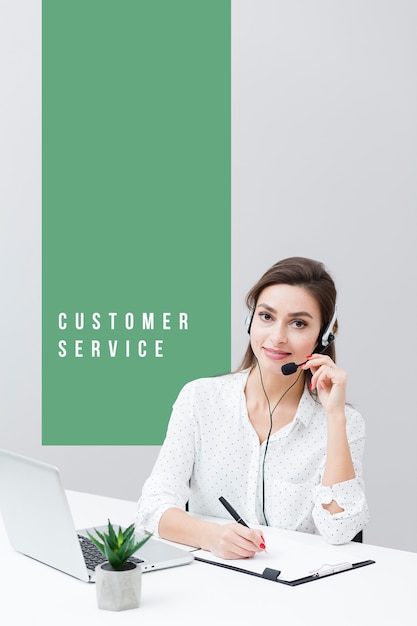 Portrait of woman working in customer service