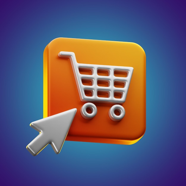 premium online shopping buy button  icon 3d rendering on isolated background