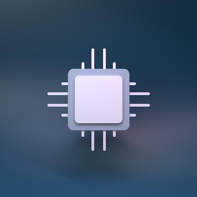 Processor or computer chip symbol 3d render