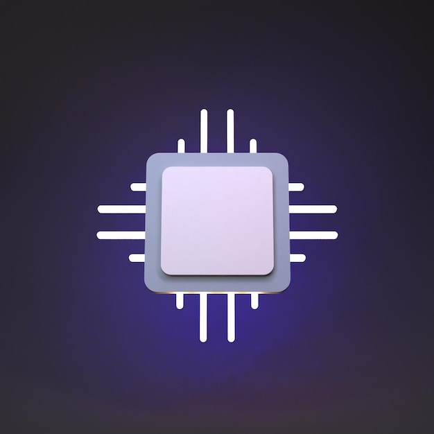 Processor or computer chip symbol 3d render