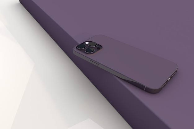 Purple iPhone 14 pro max with three cameras a 3d new technology device