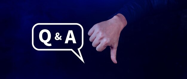 Q and A questions and answers symbol FAQ frequency asked questions Answer Question Ask Information Communication and Brainstorming Concepts