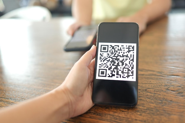 qr code payment e wallet man scanning tag accepted generate digital pay without moneyscanning qr code online shopping cashless technology concept