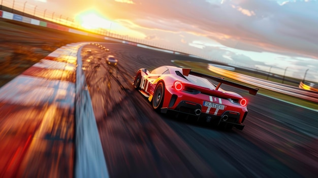 Racing car on the racing arena international action high speed Background wallpaper AI generated image