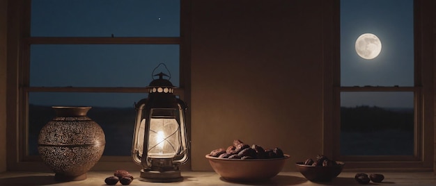 Realistic ramadan lantern photography