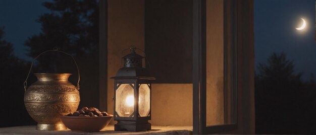 Realistic ramadan lantern photography