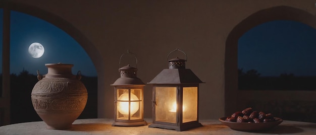 Realistic ramadan lantern photography