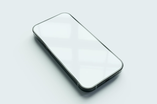 Realistic smartphone with blank white screen mockup on white background