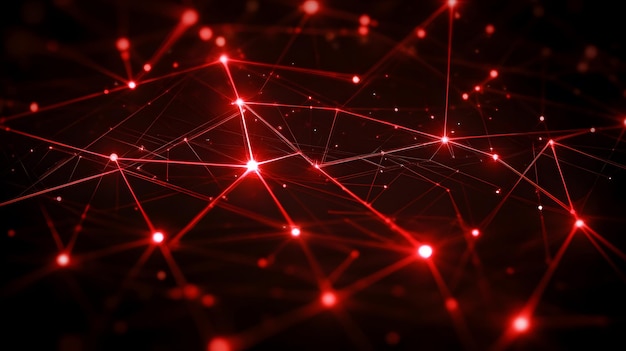 Red Abstract Network Connection Lines and Dots