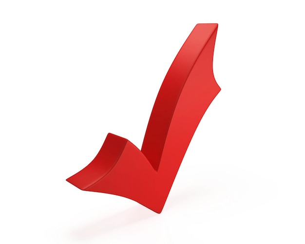 Red check mark isolated on white background
