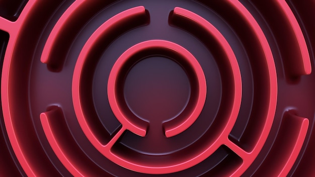 Red circular maze Top view Full frame