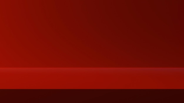 Red gradient color studio desk background realistic 3D rendering