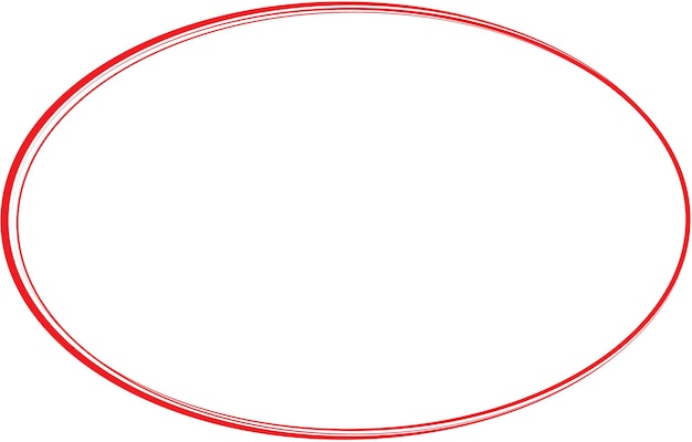 Red line oval or ellipse frame isolated on white background with copy space