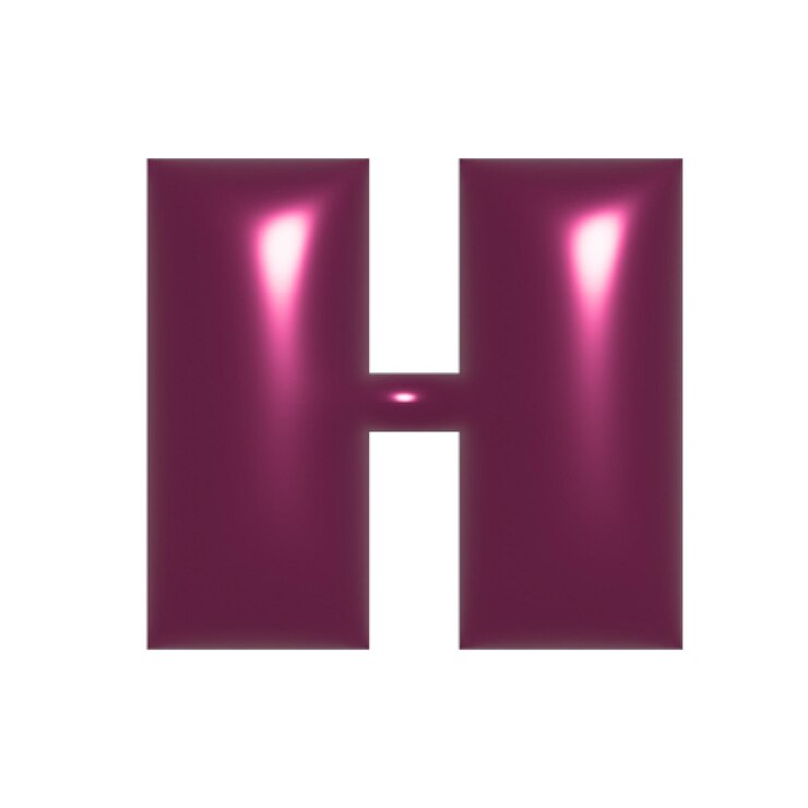 Fotoğraf red metal shiny reflective letter h 3d illustration