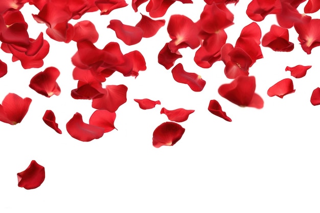 Red rose petals falling gracefully