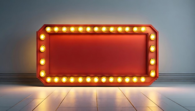 red sign with golden lights vintage cinema style