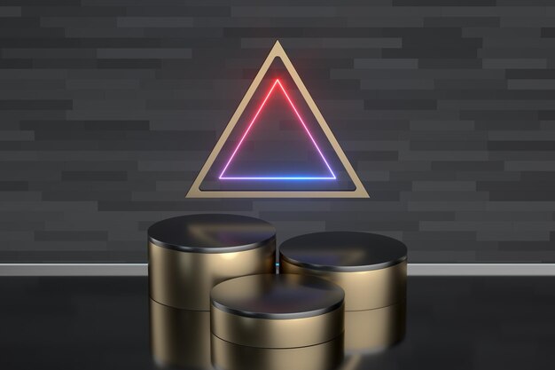 Reflective stainless platform empty showcase 3d rendering