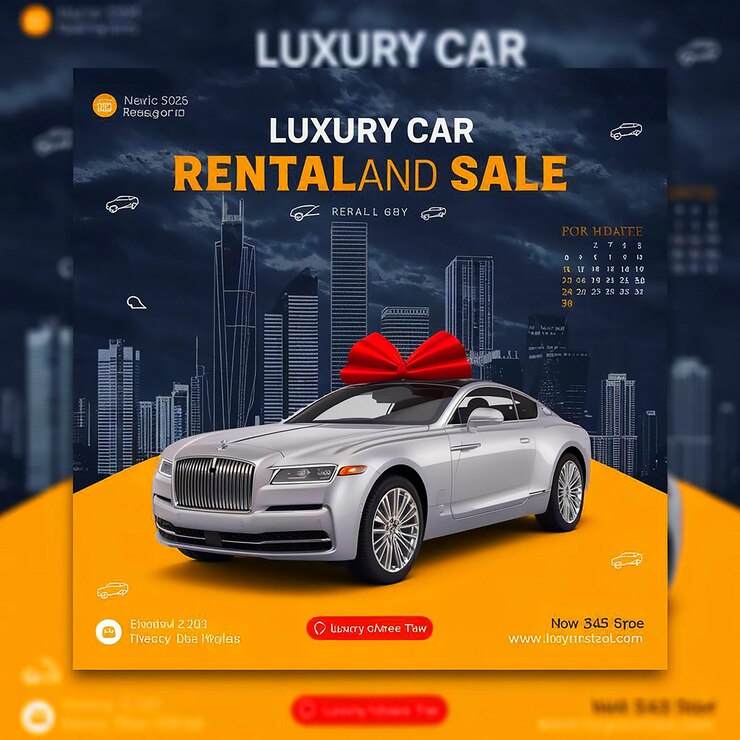 Rent a Luxury car for social media banner template social media post for the car